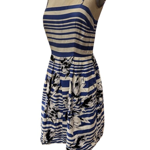 Jessica Howard Blue-White Stripe & Floral Sundress – Size 12 - Picture 6 of 7